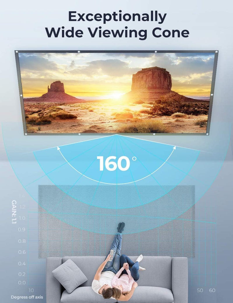 Aurzen 120-Inch Projector Screen, 16:9 4K HD, Foldable Anti-Crease, Portable Double-Sided Screen for Indoor/Outdoor Home Theater & Backyard - Image 2